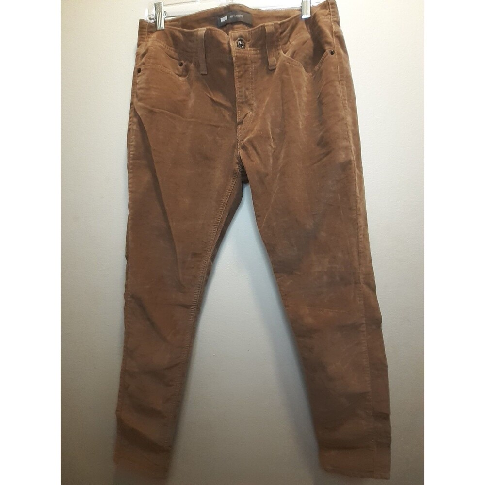 Levi’s Women’s Brown Solid Corduroy Legging Pants Pockets Button Logo